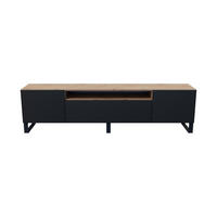 LOWBOARD MIVO 200/41/40 cm, Stand-TV-Schrank Eiche Artisan - Schwarz/Eiche Artisan, Holzwerkstoff (200/41/40cm) - MASSENO