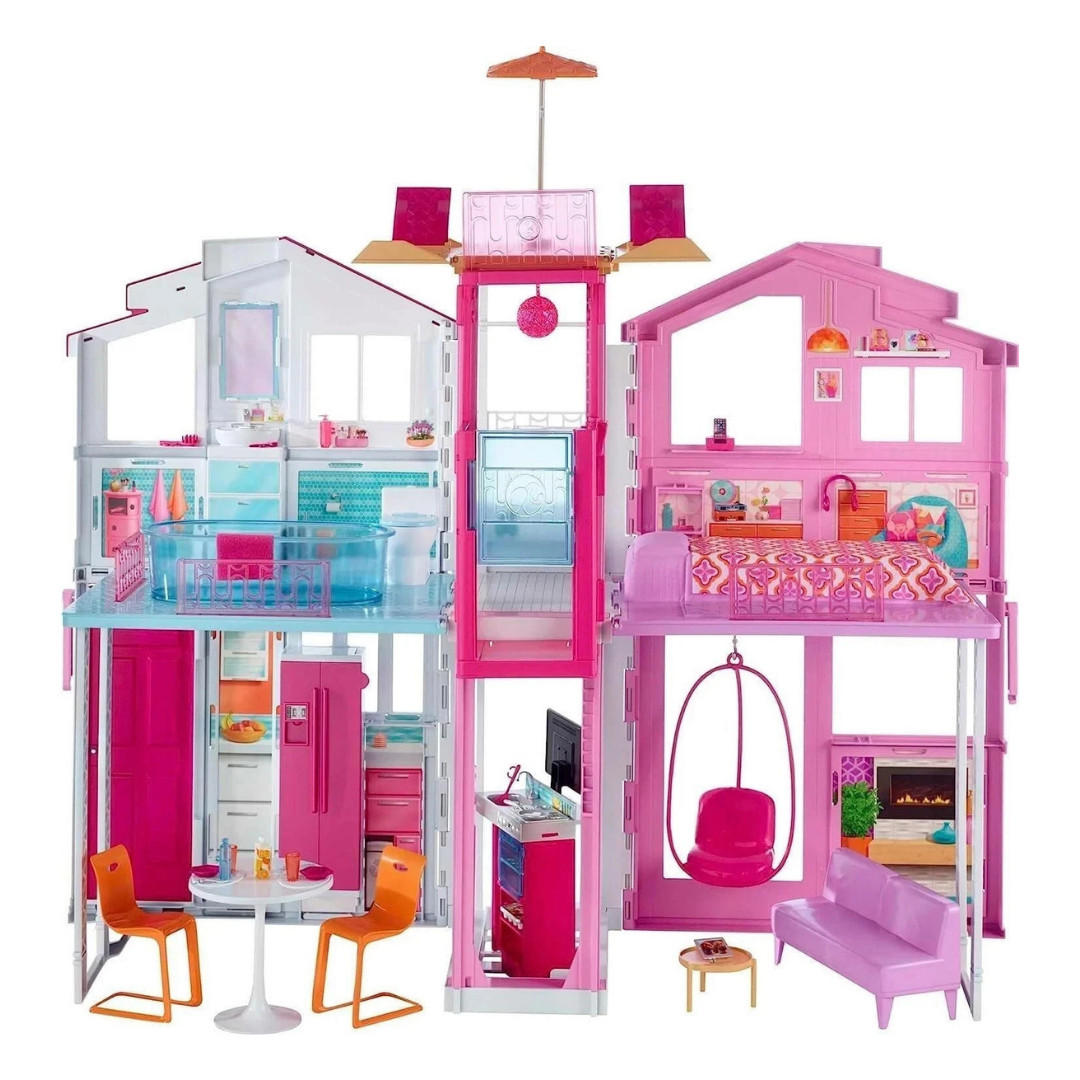 PUPPENHAUS Stadthaus Barbie 3Etagen Spielset - Pink, Kunststoff - Barbie