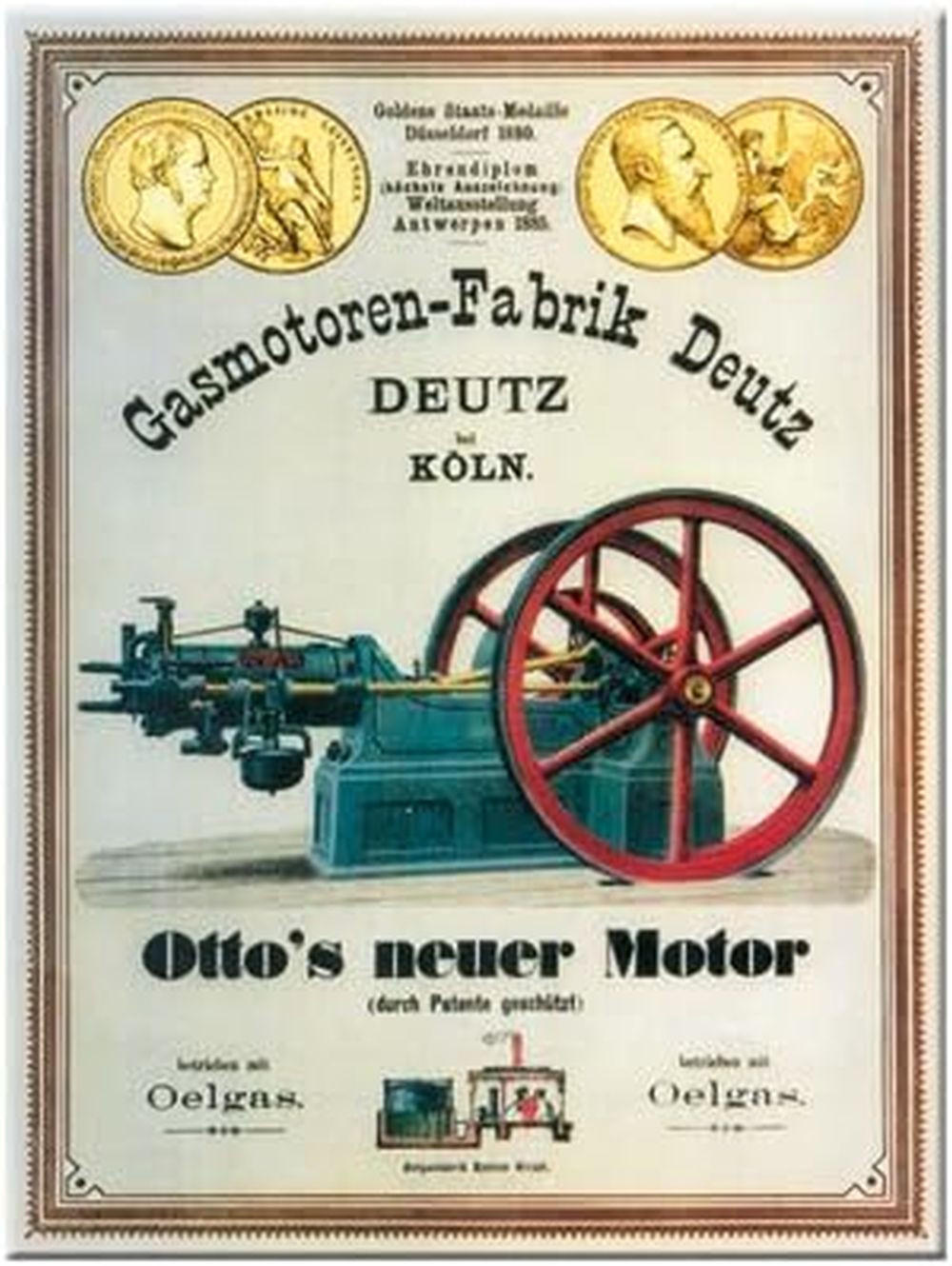 MAGNET 6/8 cm Gasmotoren Fabrik Deutz - Multicolor, Metall (6/8/0.1cm) - Nostalgic-Art