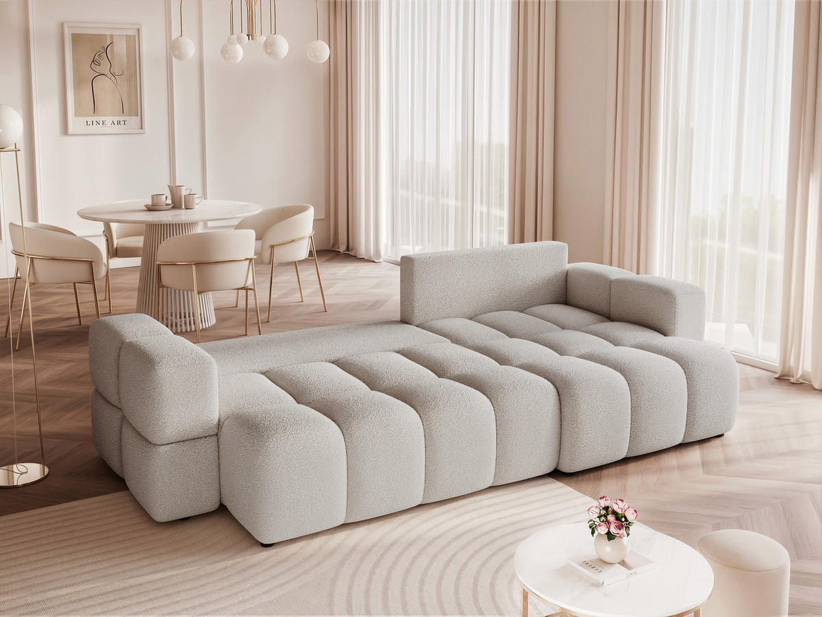 ECKSOFA BUENO mit Schlaffunktion und Bettkasten Hellgrau - Hellgrau, Holzwerkstoff/Kunststoff (280/148cm) - Idohome