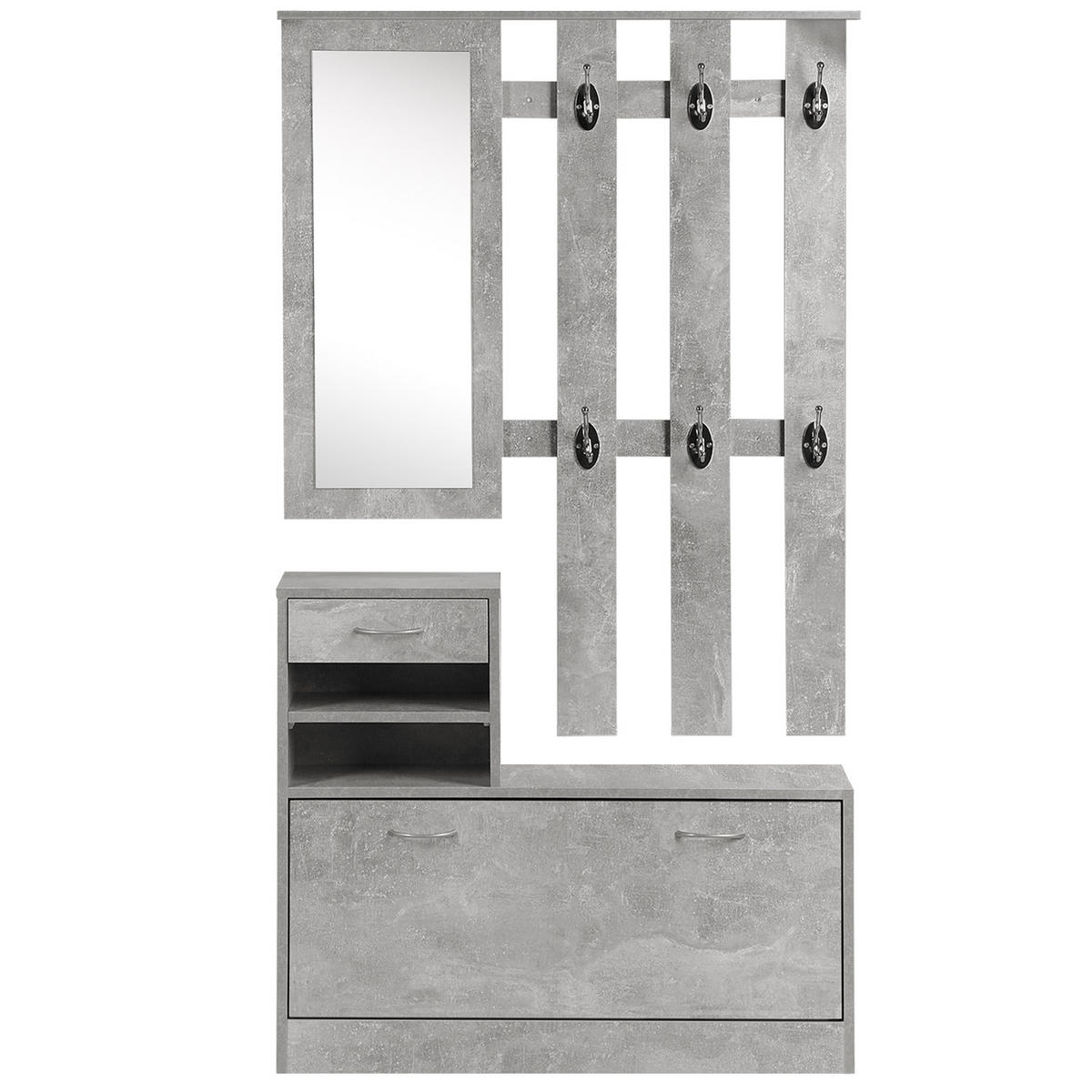 GARDEROBE DE-16751 Beton-Effekt Grau - Grau, Holzwerkstoff (24/191/90cm) - ComfortXL