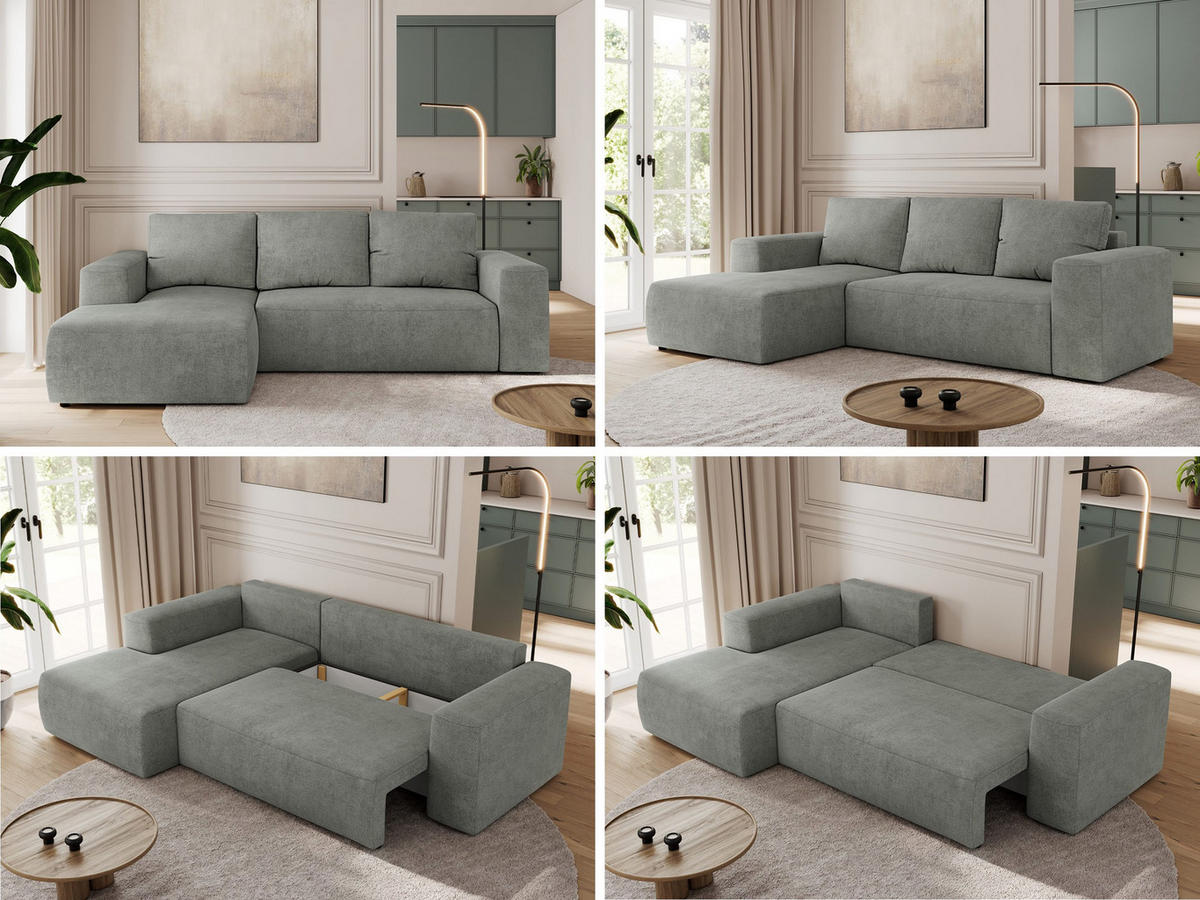 ECKSOFA TRENTINO L Grau Stukture - Links - Schwarz/Grau, Textil (266/164cm) - MKS