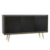 KOMMODE Torina Schwarz, Türkommode mit Goldbeine - Goldfarben/Schwarz, Holzwerkstoff/Metall (150/80/40cm) - Bettso