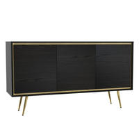 KOMMODE Torina Schwarz, Türkommode mit Goldbeine - Goldfarben/Schwarz, Holzwerkstoff/Metall (150/80/40cm) - Bettso