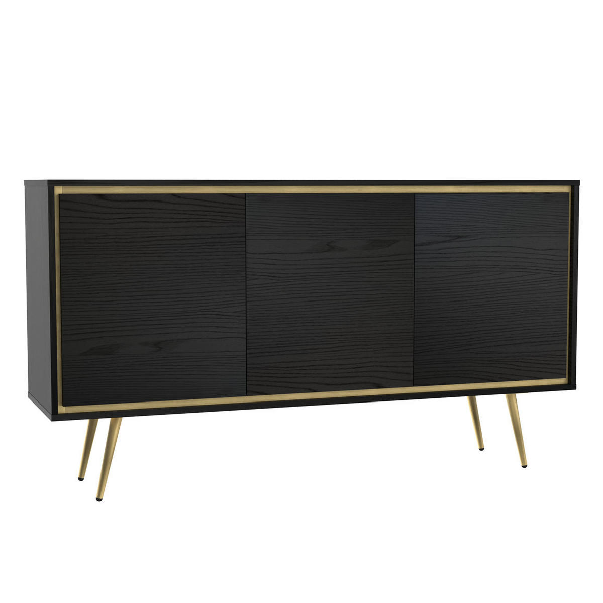 KOMMODE Torina Schwarz, Türkommode mit Goldbeine - Goldfarben/Schwarz, Holzwerkstoff/Metall (150/80/40cm) - Bettso