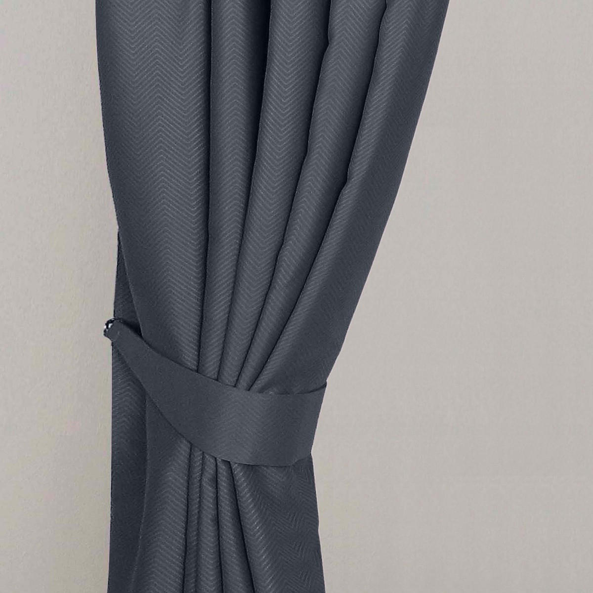 RAFFHALTER Fischgrät 2er-Set - Dunkelgrau, Textil (13/66cm) - Homescapes