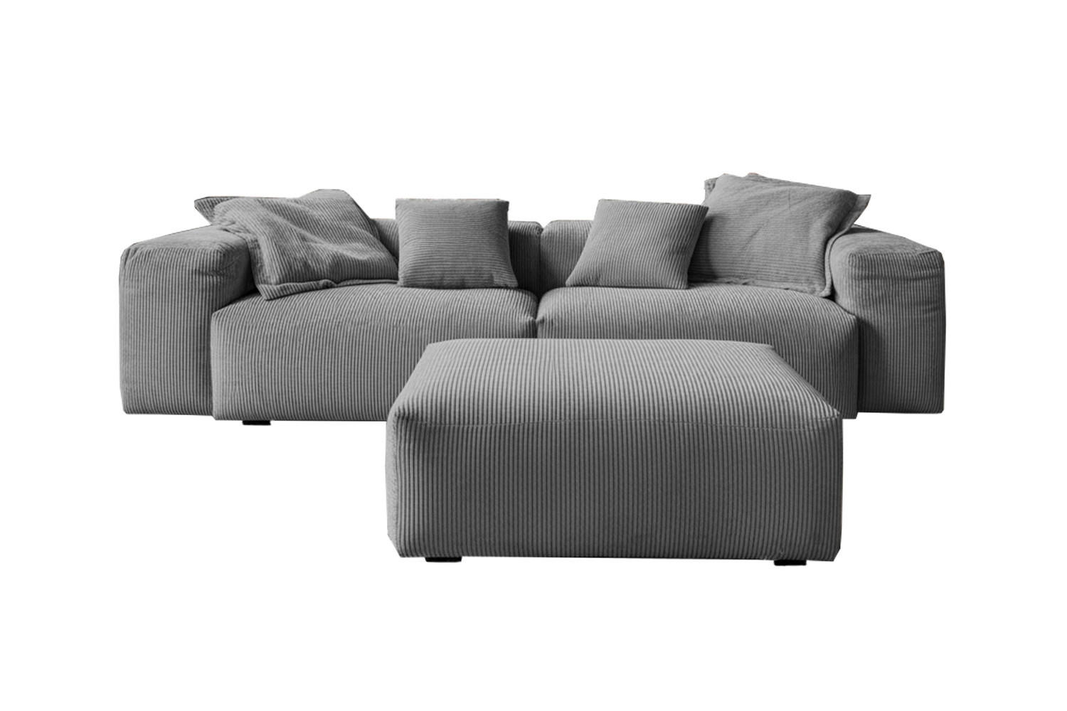SOFA CELESTE Grau Cord - Schwarz/Grau, Kunststoff/Textil (302/72/114cm) - KAWOLA