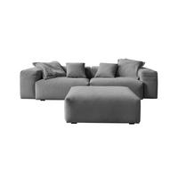 SOFA CELESTE Grau Cord - Schwarz/Grau, Kunststoff/Textil (302/72/114cm) - KAWOLA