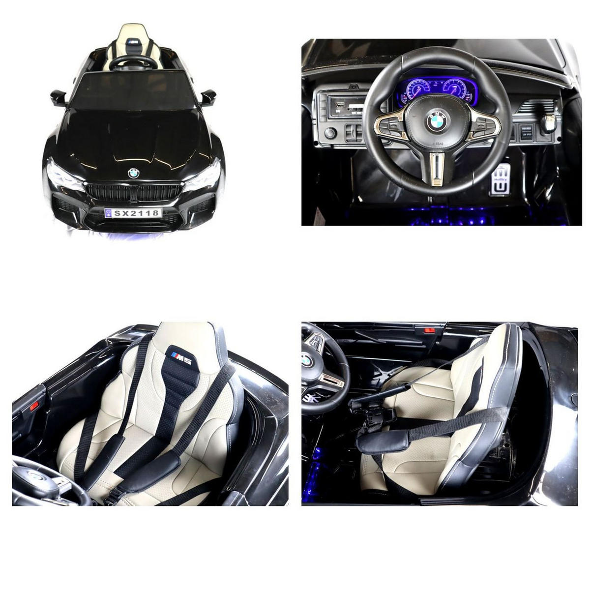 KINDER ELEKTROAUTO BMW M5 Drift Version schwarz EVA-Reifen, Kunstledersitz, lizenziert, 12V 7Ah Akku, 24V Akku - Schwarz, Kunststoff (127/74/55cm) - Es-Toys