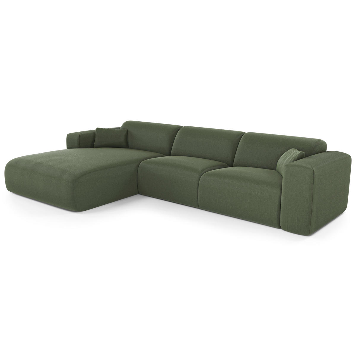 ECKSOFA LINKS SCHLAFSOFA Rastergewebe Olivgrün 280cm - Olivgrün, Textil (165/280cm) - Sia Home