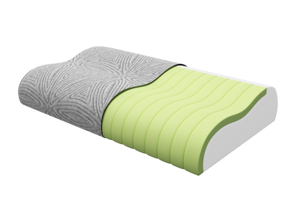 ERGONOMISCHES Kopfkissen fest - Memory Schaum - Mit abnehmbarem Bezug - 38 kg/m³ - 40 x 60 - Grau - VIANCA - Grau, Textil (40/60cm) - Vente-Unique