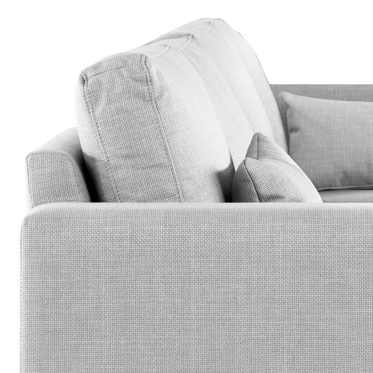 ECKSOFA mit Longchair - Eichefarben/Hellgrau, Eichenholz/Textil (281/153cm) - home24