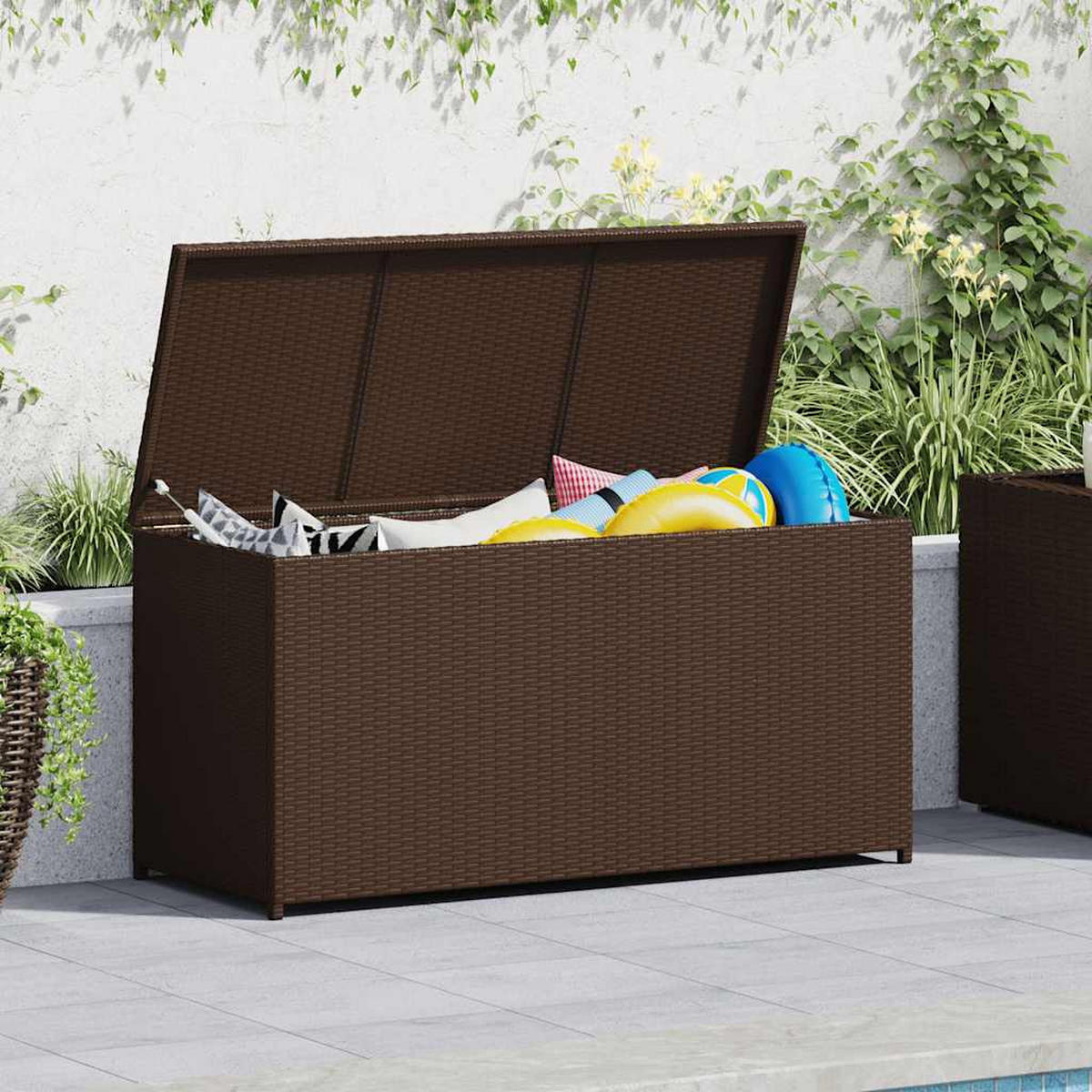GARTEN-AUFLAGENBOX Braun 120/50/60 Cm Poly Rattan - Braun, Kunststoff (50/60/120cm) - vidaXL