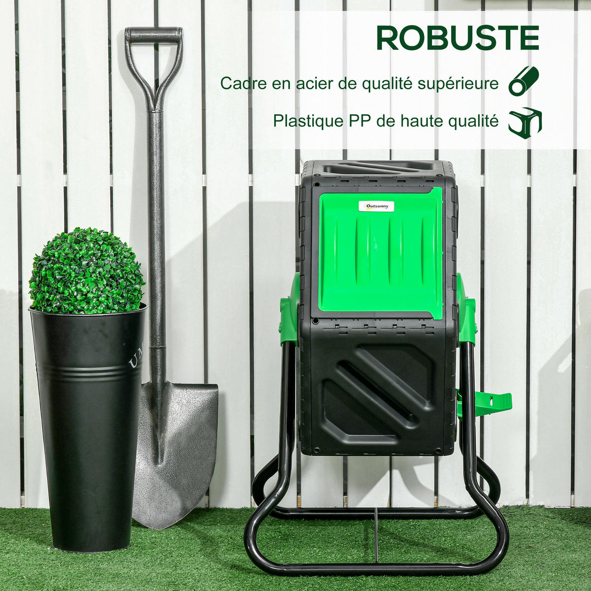KOMPOSTER DE-13781 rotierend 360° mit 65 L Schwarz - Schwarz, Kunststoff (49/77/60cm) - ComfortXL