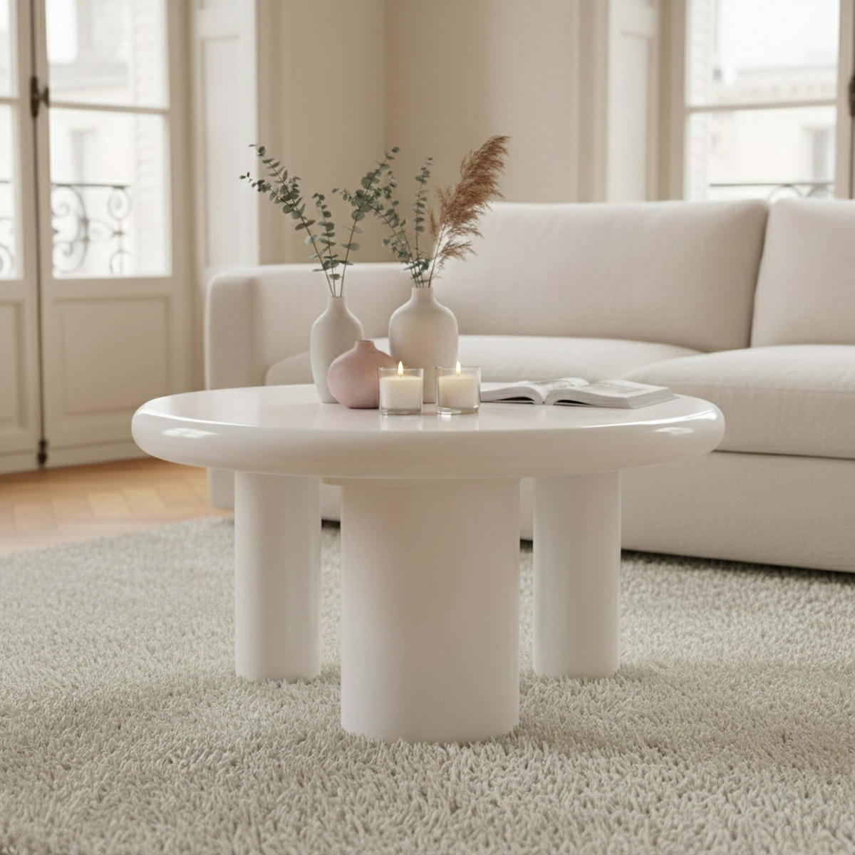 COUCHTISCH, Weiß - Weiß, Holzwerkstoff (70/70/35.5cm) - Oviala