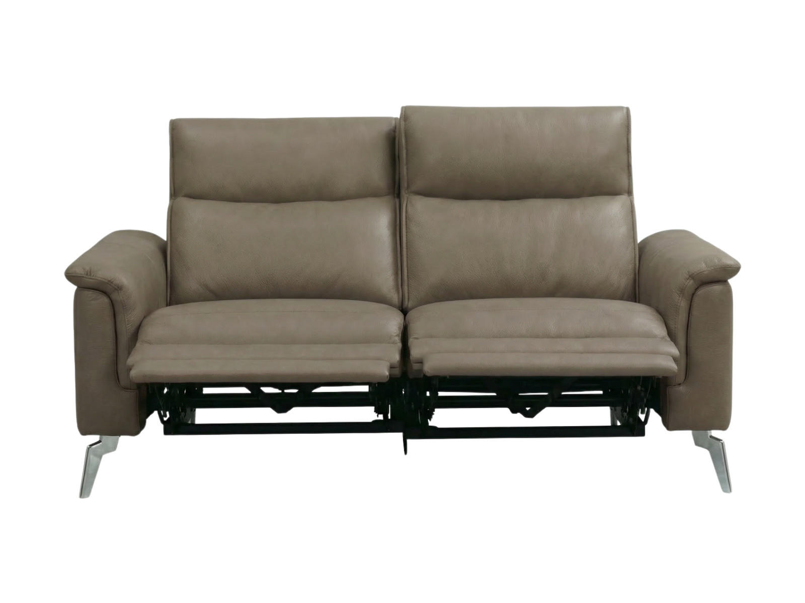 2-SITZER Sofa Borea Echtleder mit 2 x Relaxfunktion Greige - Greige, Leder/Metall (176/102/98cm)