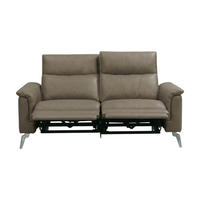 2-SITZER Sofa Borea Echtleder mit 2 x Relaxfunktion Greige - Greige, Leder/Metall (176/102/98cm)
