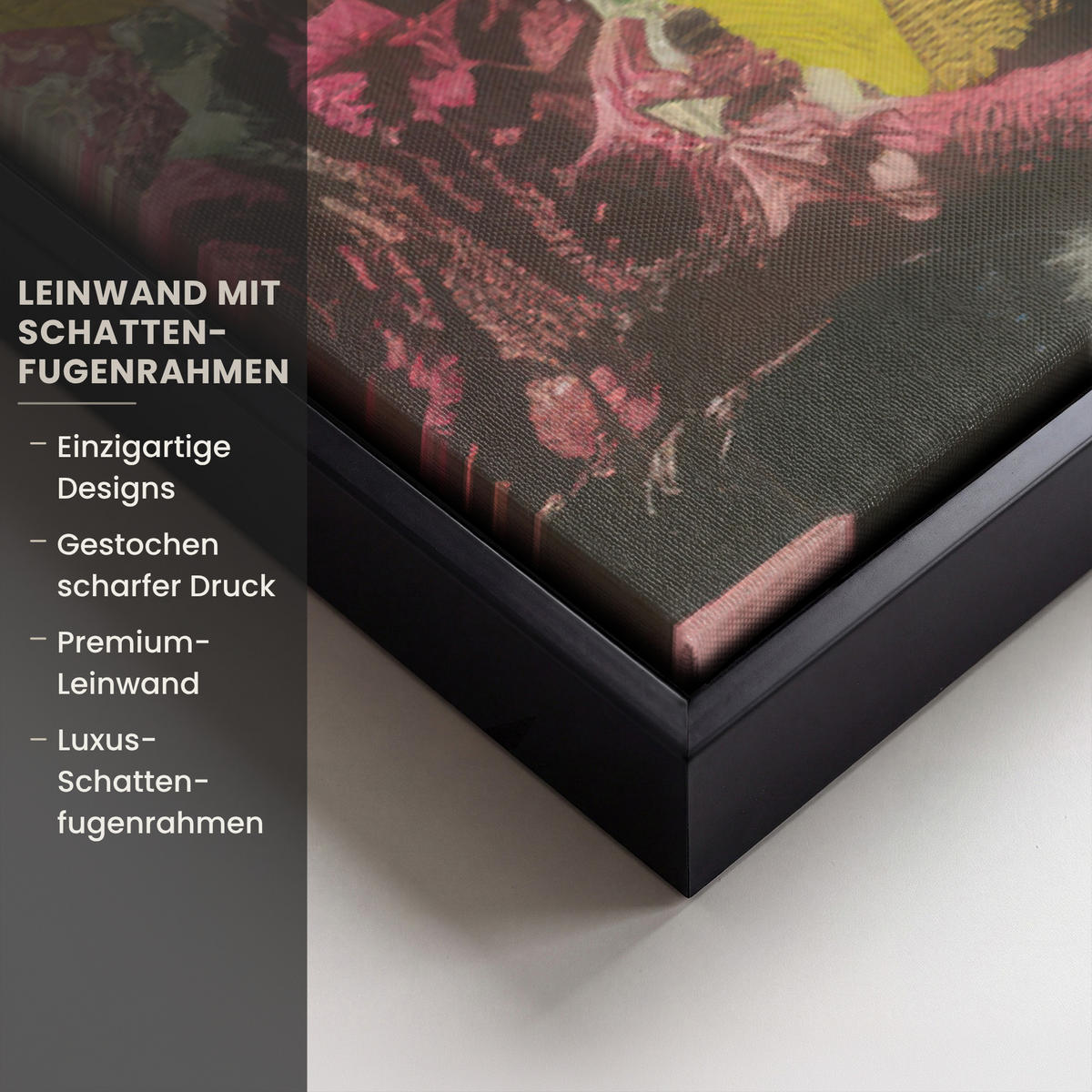 LEINWAND Bilder mit Rahmen - Frau - Katze - Blumen - Tasse - Retro - 90x60 - Magenta, Textil (90/60cm) - MuchoWow