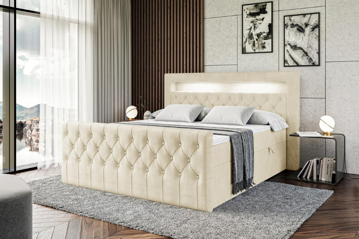 BOXBETT AURORA - 180x200 - H3 - Beige - Beige, Holzwerkstoff (180/200cm) - ALTDECOR