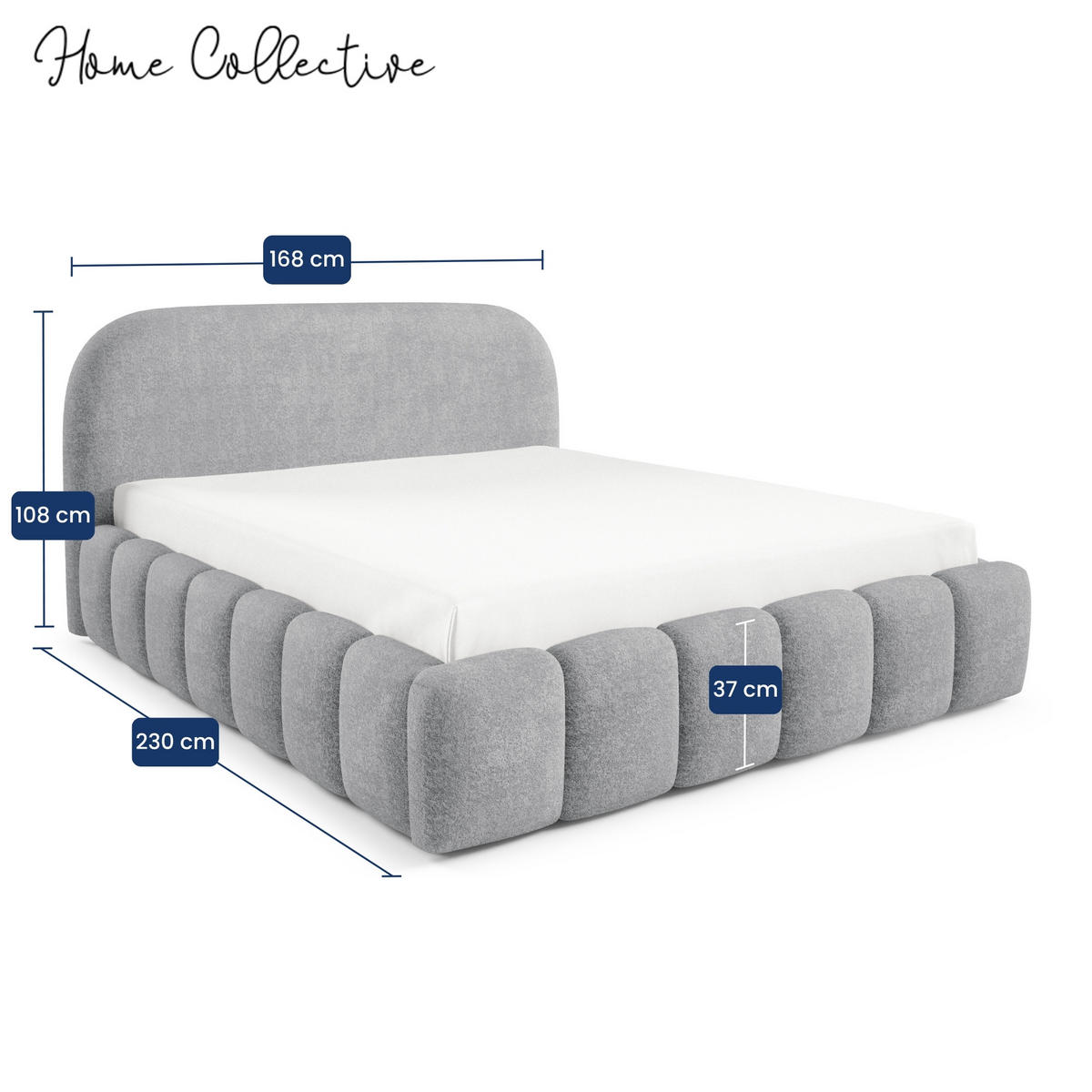 POLSTERBETT mit Stauraum 140x200 cm in Silbergrau - Silberfarben, Textil (140/200cm) - Home Collective