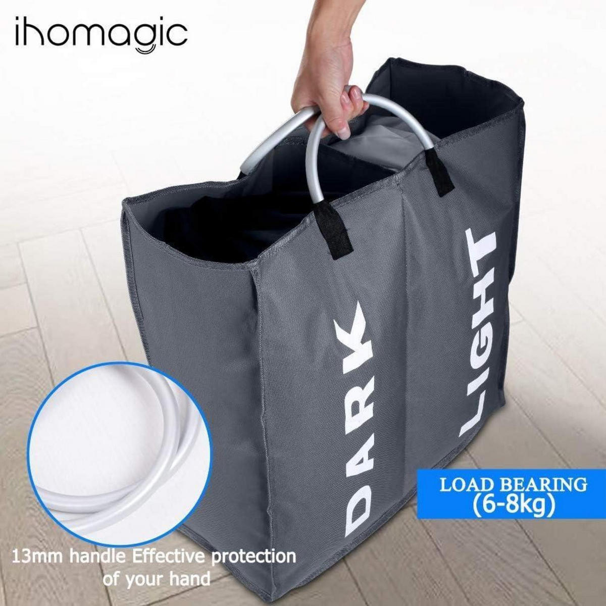 WÄSCHESORTIERER 2 Fächer Dunkelgrau 60L - Anthrazit, Textil (23/53/53cm)