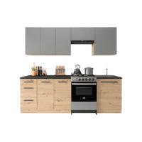 KÜCHENZEILE 240 cm – Nexa K25-G240 – in Grau / Matt - Schwarz/Grau, Holz/Metall (240/212/47cm) - ROYAL24_MARKT