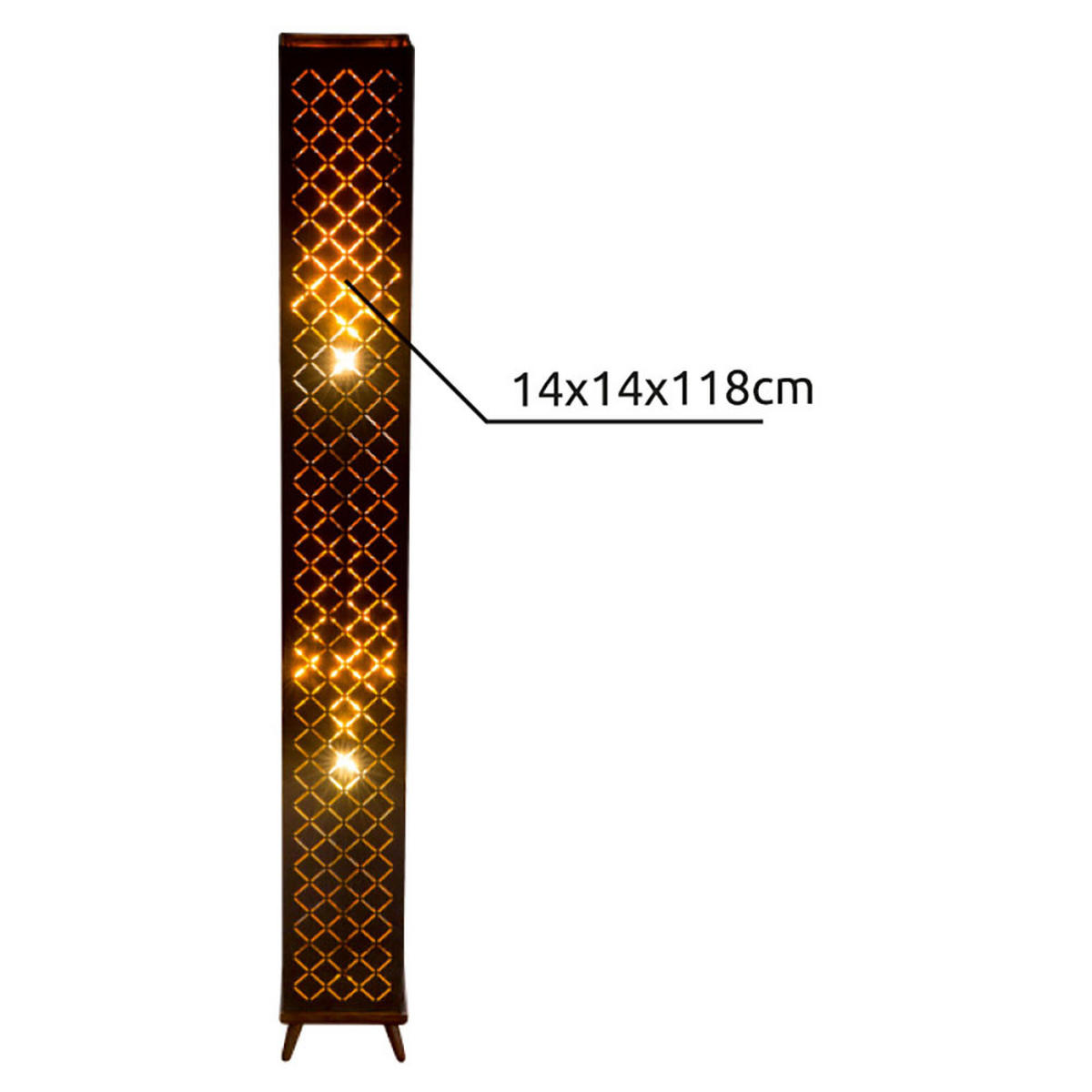 LED STEHLEUCHTE Clarke Schwarz Blattgold - Schwarz, Metall (15/15/118cm) - Globo Lighting
