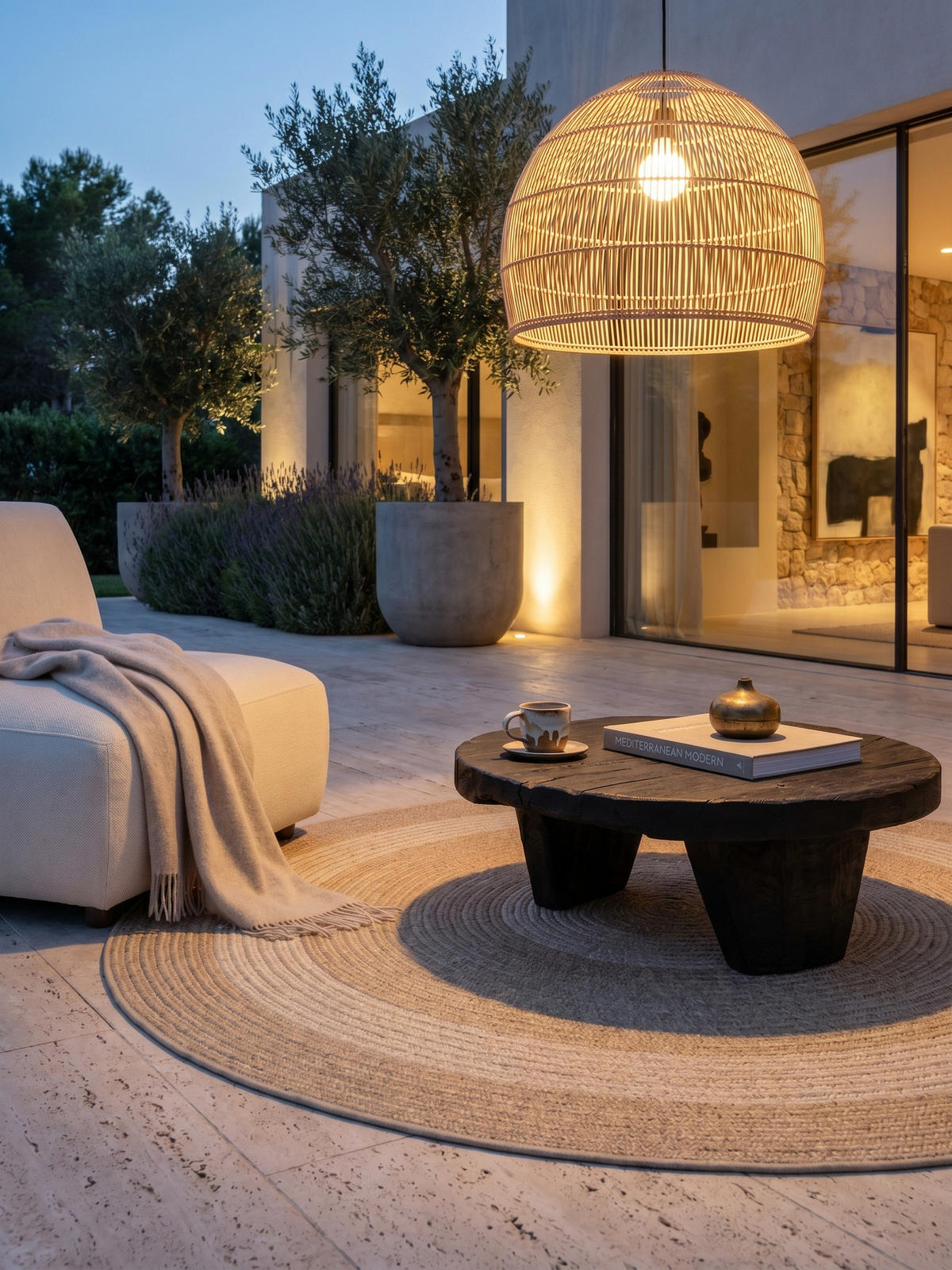 OUTDOORTEPPICH KAUNS, im Vintage-Stil, Beige, Ø 200 cm - Beige, Textil (200/200cm) - KADIMA DESIGN