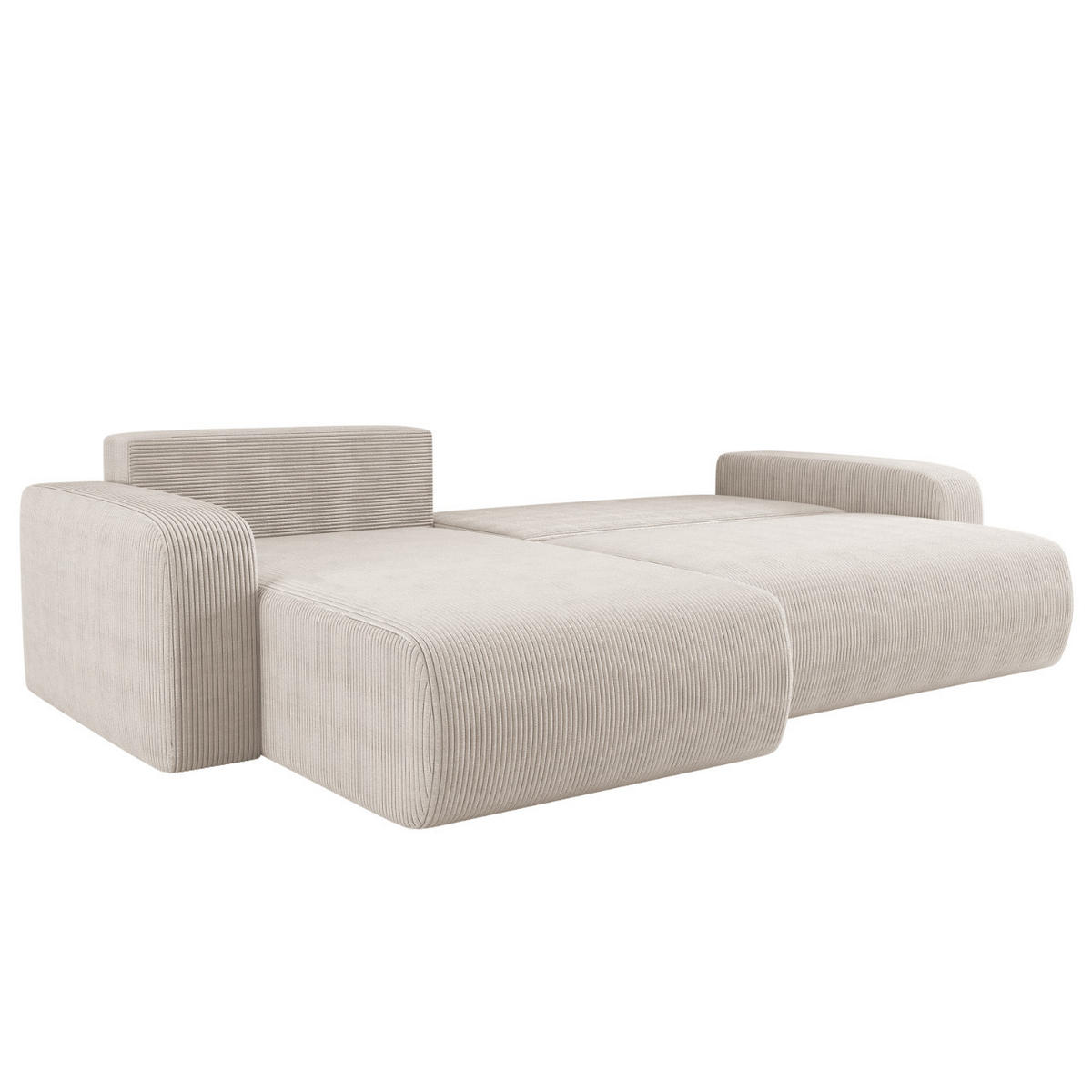 SCHLAFSOFA MILANO XL und bettkasten stoff Poso Dicker Cord Beige Links - Beige, Holz (274/82/145cm) - Kaiser Möbel