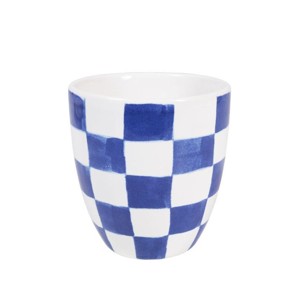 MINI-BECHER OHNE OHR Kariert in Blau - 200 ml - Multicolor, Keramik (0.2L) - Blond Amsterdam