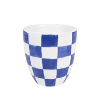 MINI-BECHER OHNE OHR Kariert in Blau - 200 ml - Multicolor, Keramik (0.2L) - Blond Amsterdam