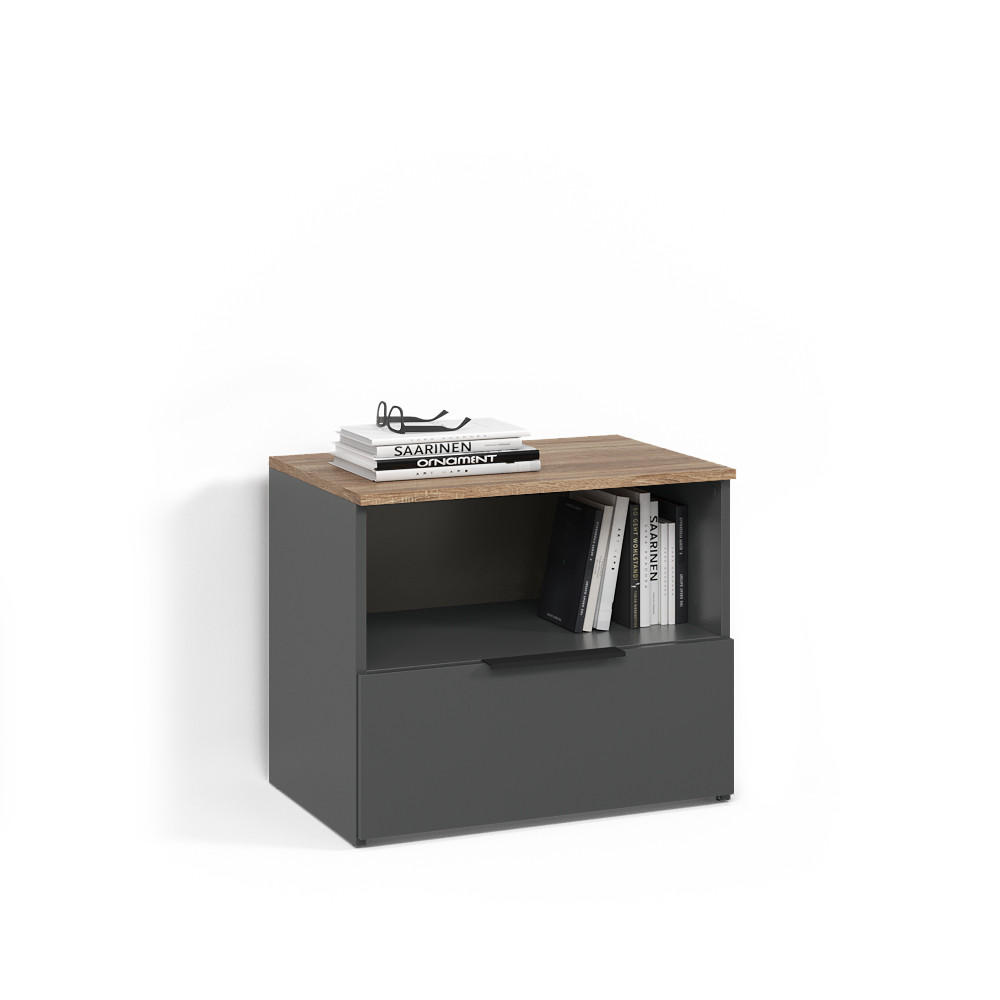 KOMMODE Piave Anthrazit/Sonoma mit klappe - Anthrazit/Sonoma Eiche, Holzwerkstoff (60/50/40cm) - Livinity®