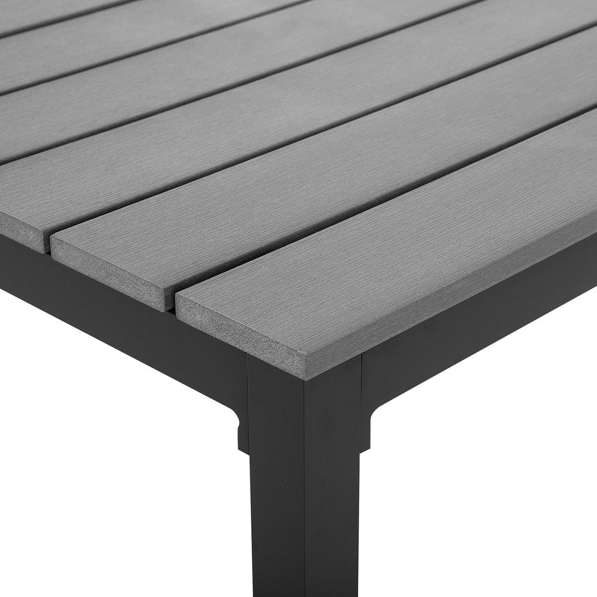 GARTENTISCH Kunstholz grau/schwarz 95/95 cm Prato - Schwarz/Grau, Kunststoff (95/95/74cm) - Beliani