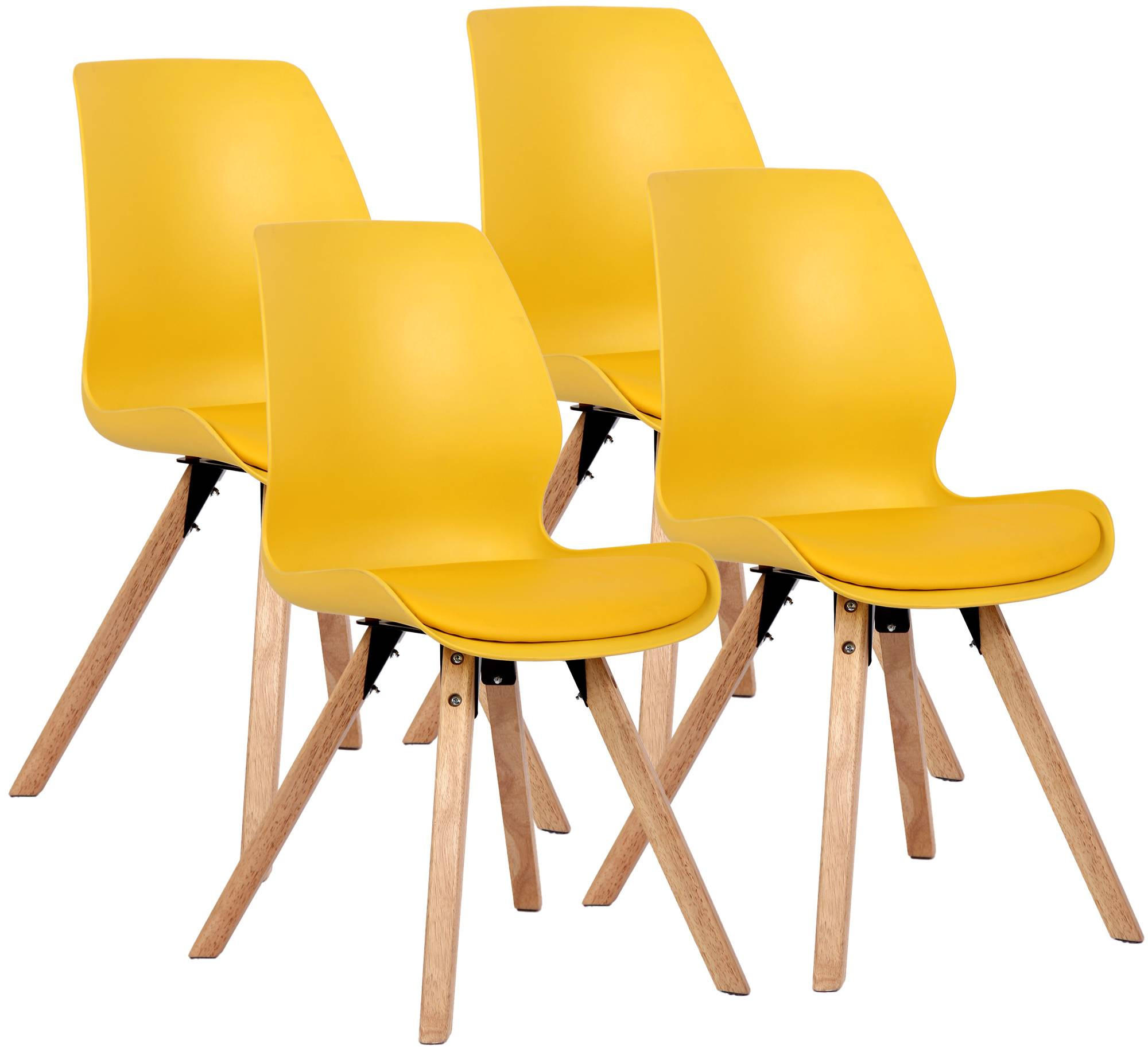 STUHL 4 Kunststoff Gelb - Eukalyptusholzfarben/Gelb, Holz/Kunststoff (48/87/58cm) - CLP