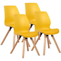 STUHL 4 Kunststoff Gelb - Eukalyptusholzfarben/Gelb, Holz/Kunststoff (48/87/58cm) - CLP