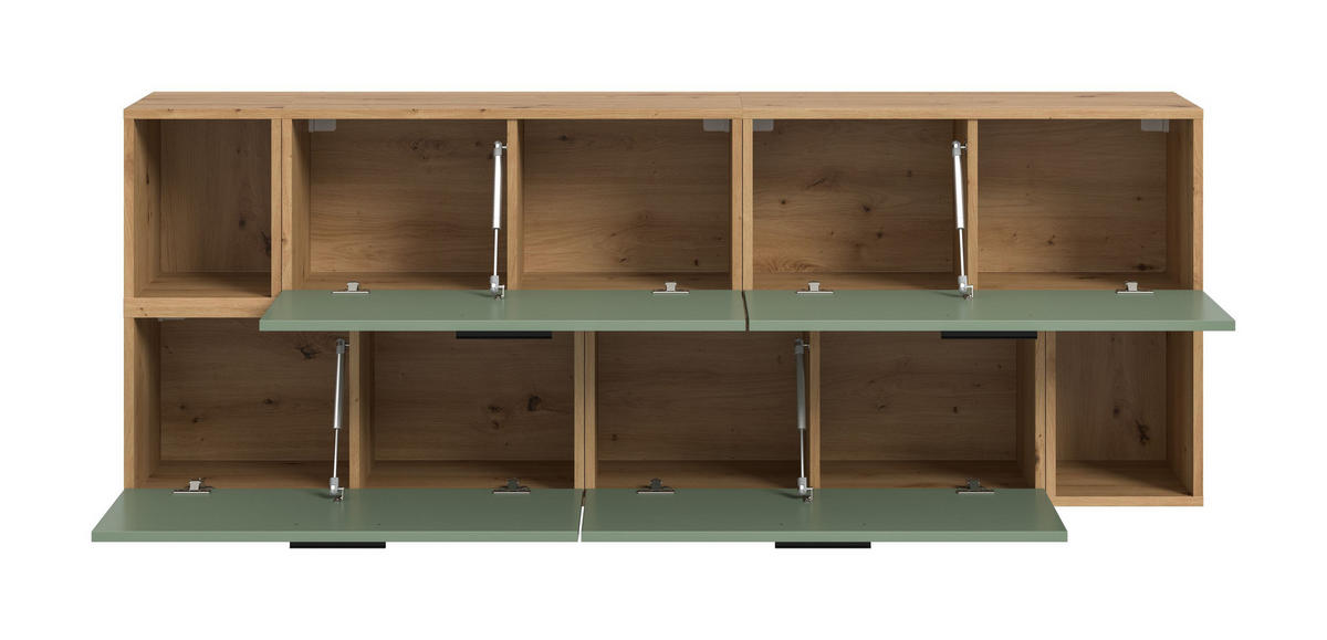 WOHNWAND Primo (B/H/T: ca. 176/97/34 cm) in Artisan Oak /Smoke Green - Eiche Artisan, Holzwerkstoff (176/97/34cm)