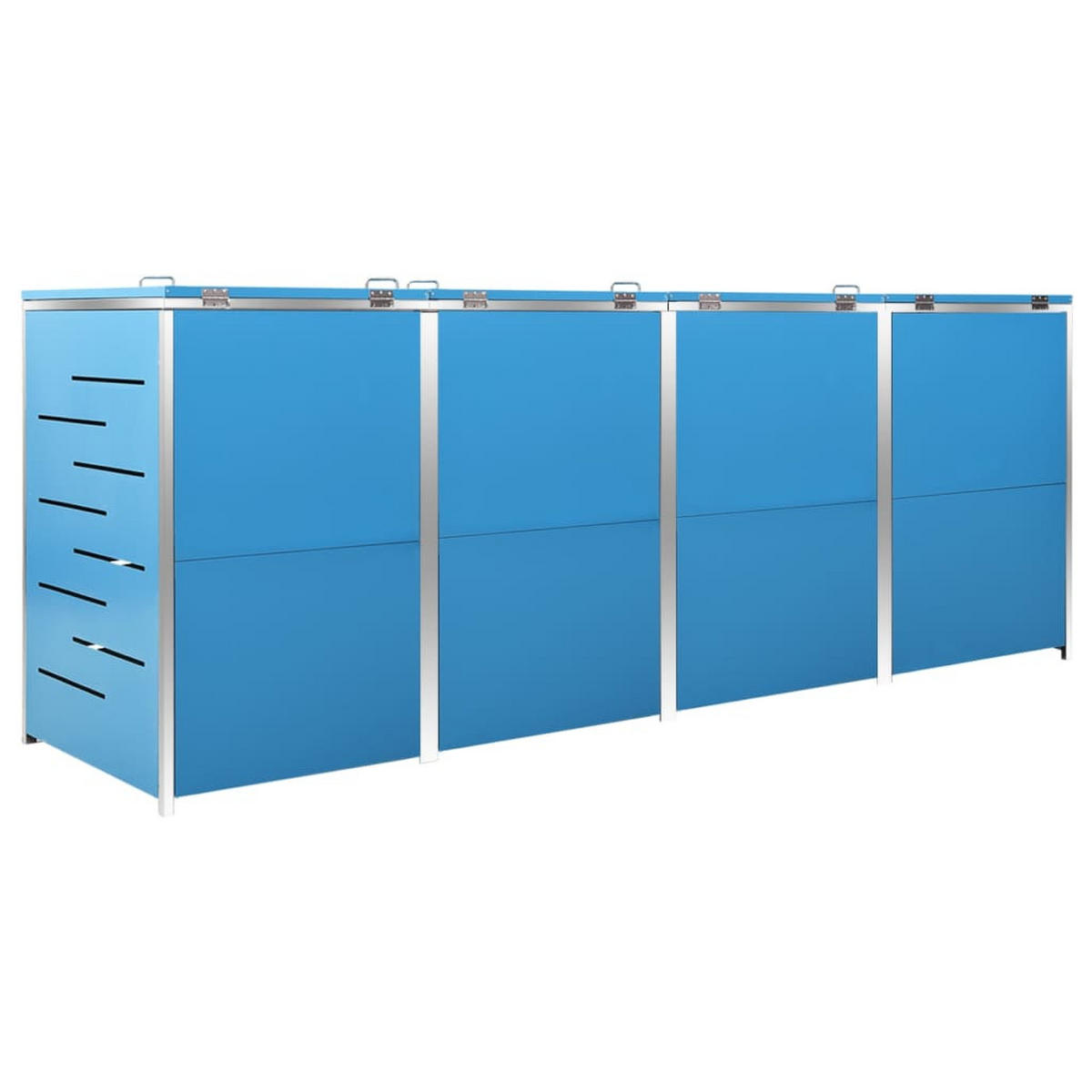 4ER Mülltonnenbox JAGU Edelstahl | Blau | 115,5x276,5x77,5cm | Für 4 Tonnen 240L - Blau, Metall (276.5/115.5/77.5cm) - DELUKE