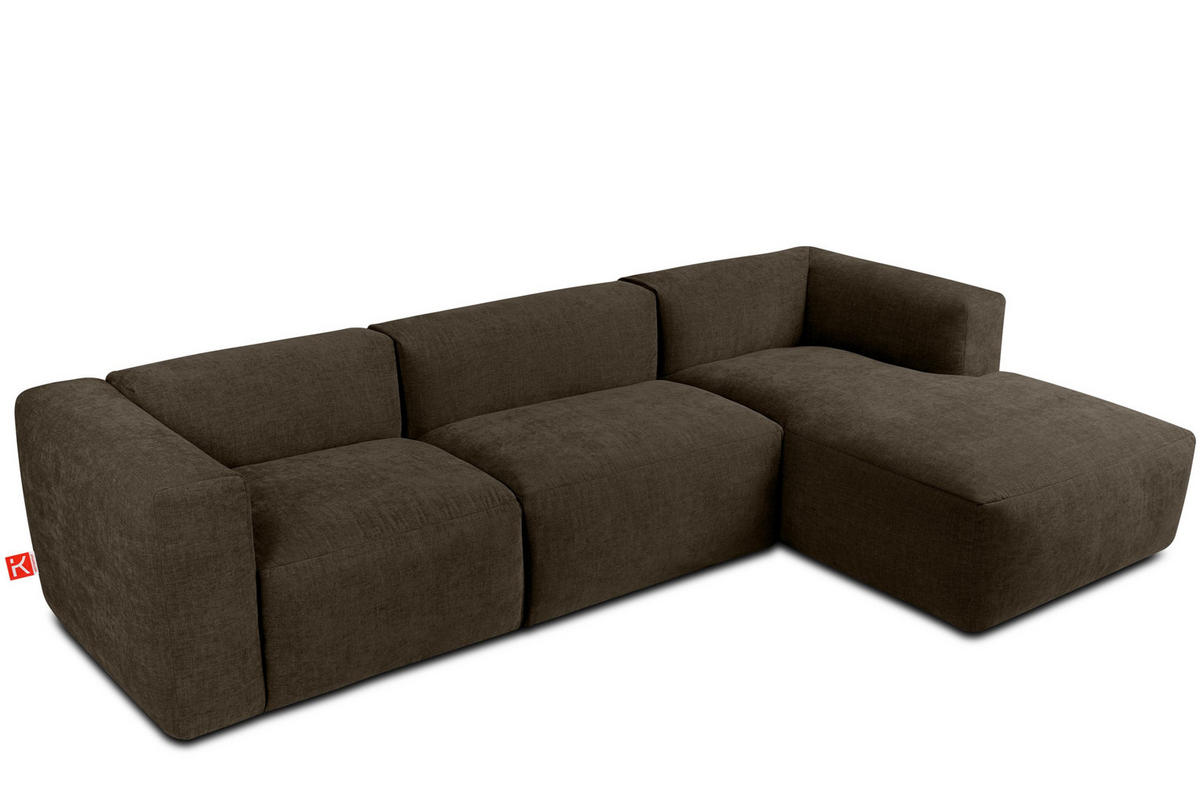 ECKMODULSOFA-RECHTS BUFFO mit extrem weicher und bequemer Sitzfläche, Gewebestoff, braun - Braun, Textil (297/180cm) - KONSIMO®