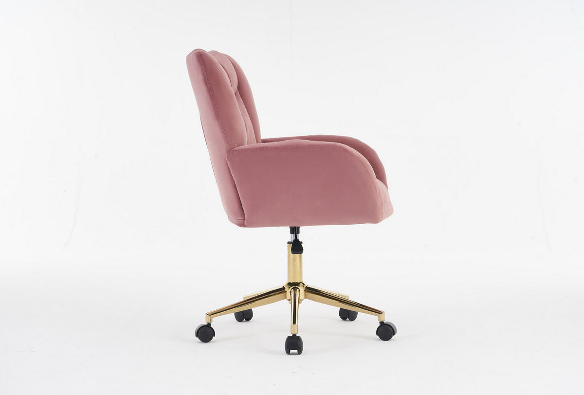 DREHSTUHL Samt höhenverstellbar und 360° drehbar 64/62/92.5 cm Rosa - Rosa, Textil (62/92.5/64cm) - Redom