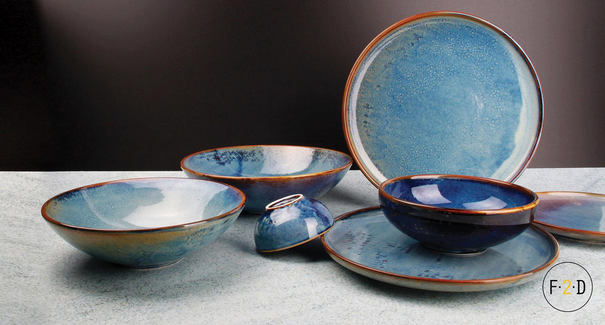 GESCHIRRSET12-TEILIG GESCHIRRSETNova - 12-teilig / 4 Personen - 4 Speiseteller, 4 FRÜHSTÜCKTELLER und 4 SUPPENTELLER - Blau, Keramik (2/2/1cm)