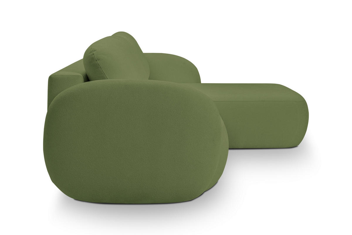 ECKSOFA AMICO R-S Grün Geflochtener Stoff mit Schlaffunktion - Grün, Holz (248/174cm) - MASSENO