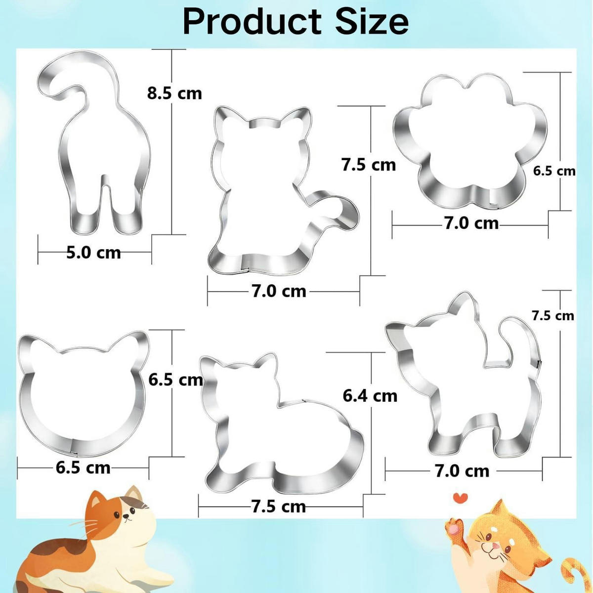 AUSSTECHFORMEN Katzen 6-teiliges Set Edelstahl - Multicolor, Metall (7.5/2/8.5cm)