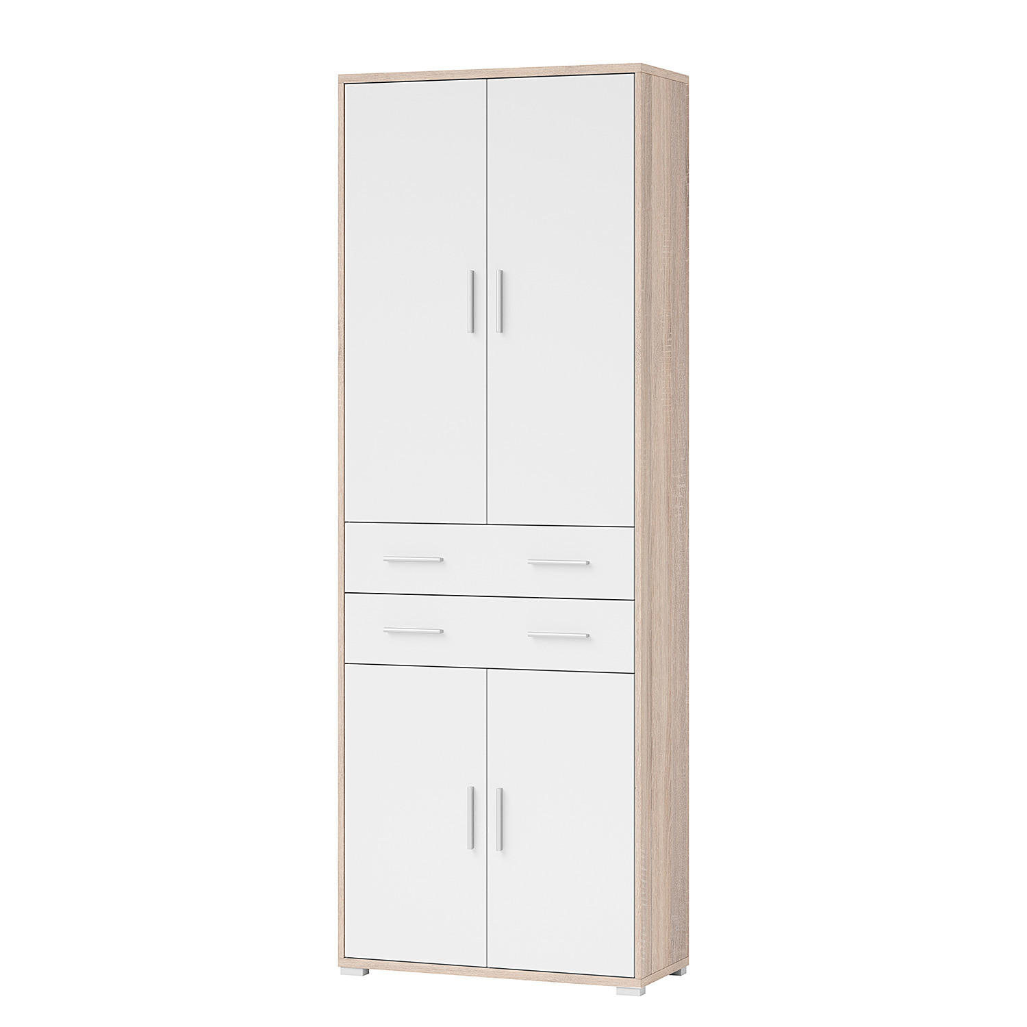 AKTENSCHRANK mit 4 Türen - Eichefarben/Weiß, Holzwerkstoff (79/220/35cm) - home24