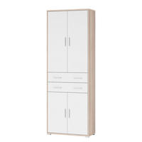 AKTENSCHRANK mit 4 Türen - Eichefarben/Weiß, Holzwerkstoff (79/220/35cm) - home24