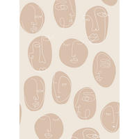 FOTOTAPETE Line Art Gesichter 200 x 279 cm - Beige, Papier (200/279cm) - ESTAhome