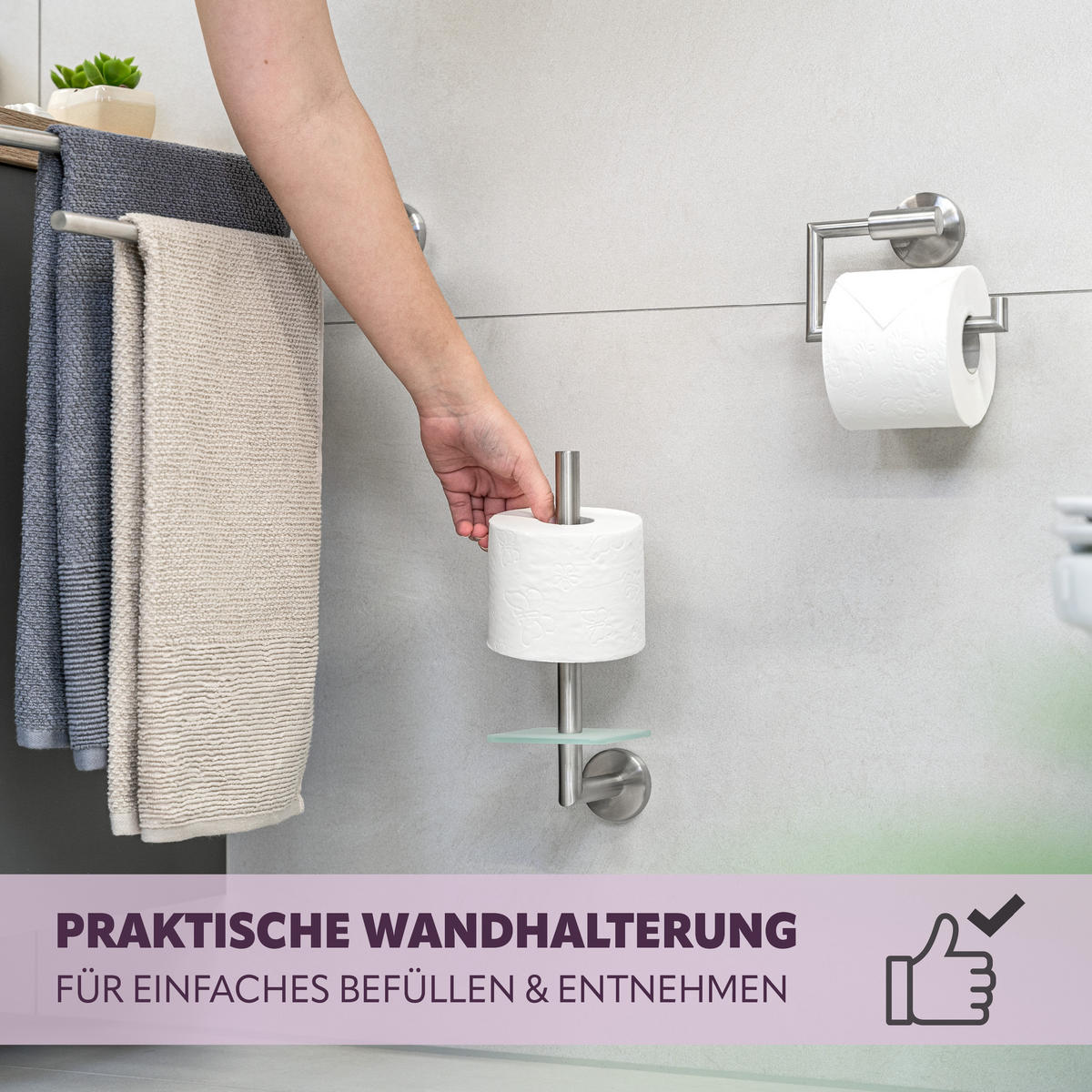 TOILETTENPAPIERHALTER PIAZZA, Edelstahl - Edelstahlfarben, Metall (10/29/14cm) - bremermann