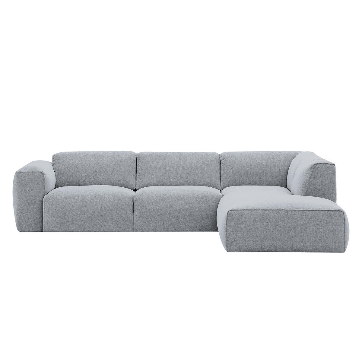 3-SITZER ECKSOFA mit Recamiere - Hellgrau/Schwarz, Kunststoff/Textil (295/231cm) - home24