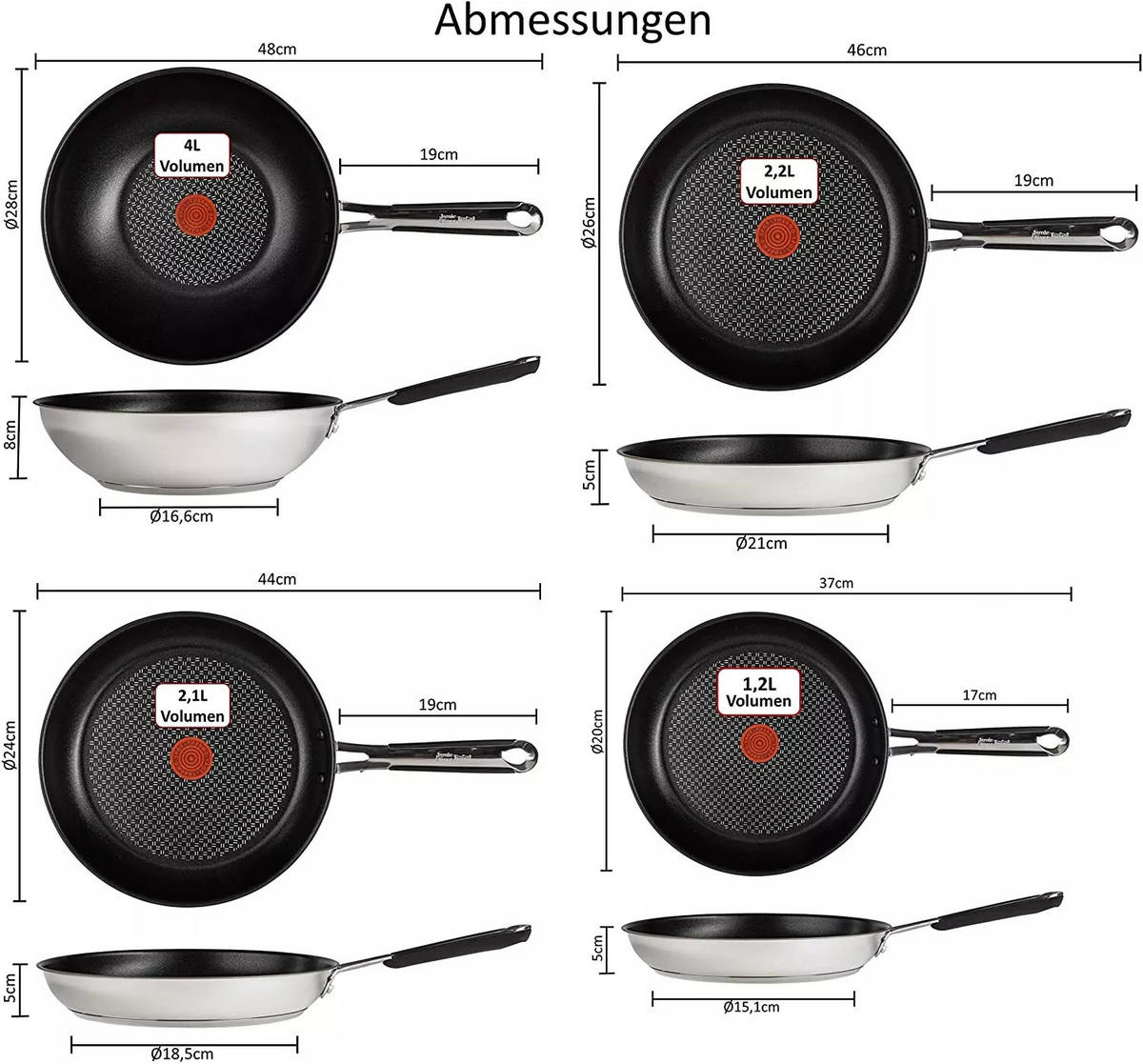 PFANNEN-SET J90936 Jamie Oliver 7-Teilig - Silberfarben, Keramik/Metall - Tefal
