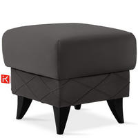 HOCKER GUSTAVO III Fußstütze, Velours, Anthrazit - Anthrazit, Holz/Holzwerkstoff (53/49/53cm) - KONSIMO®