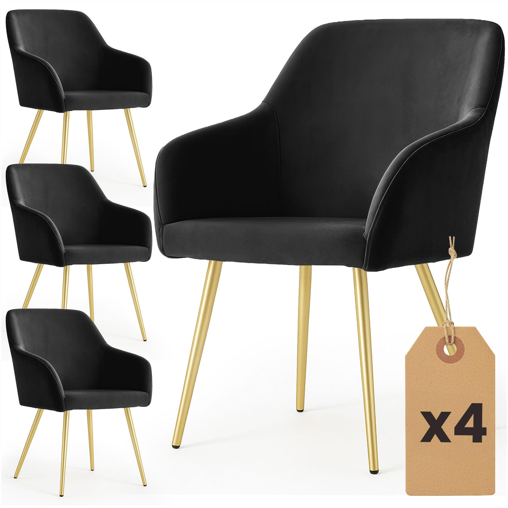 POLSTERSTUHL 4er Set, Metallbeine Schwarz, Gold 54,5/83/58 - Schwarz, Textil (55/83/58cm) - RAUMHIRSCH FURNITURE